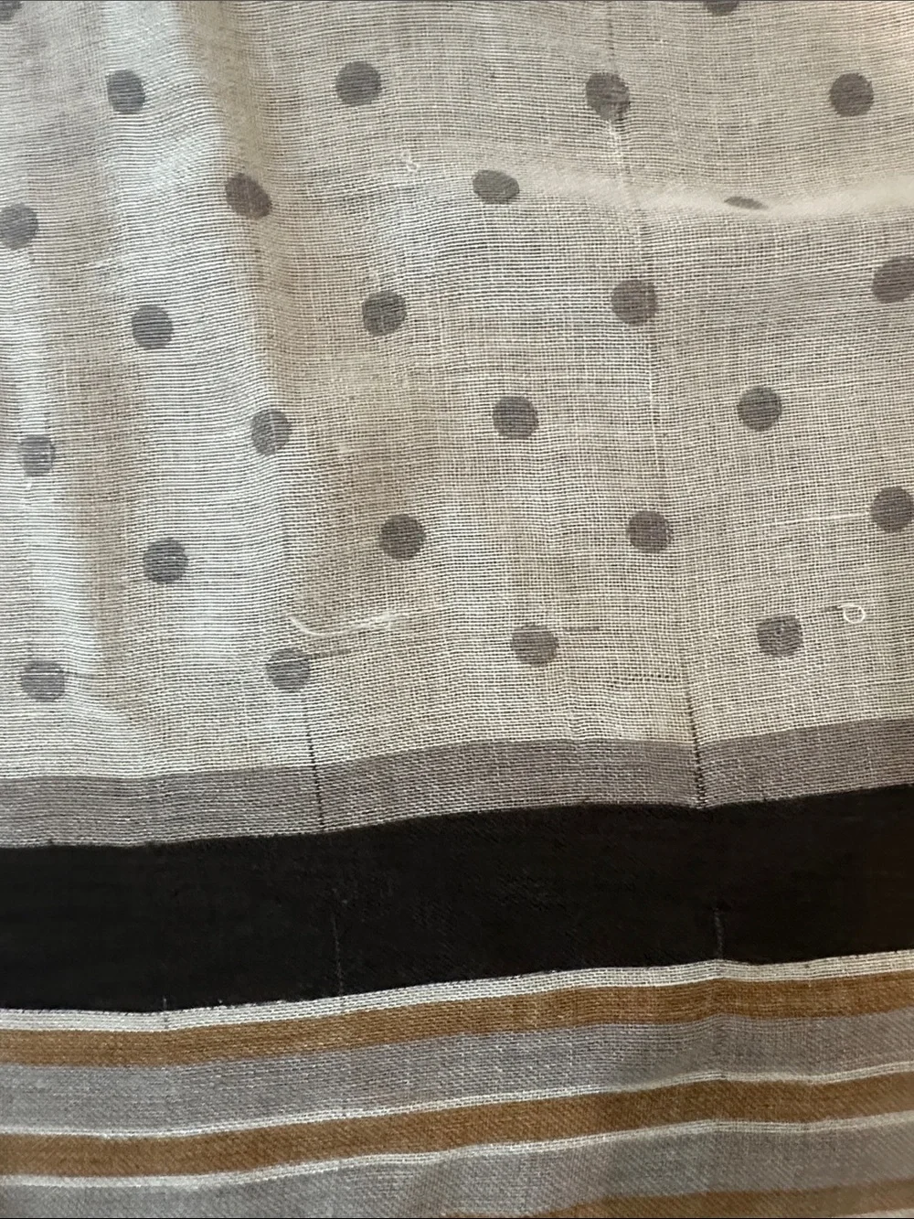 Light Polka Dot & Stripe Scarf in White, Black, and Tan